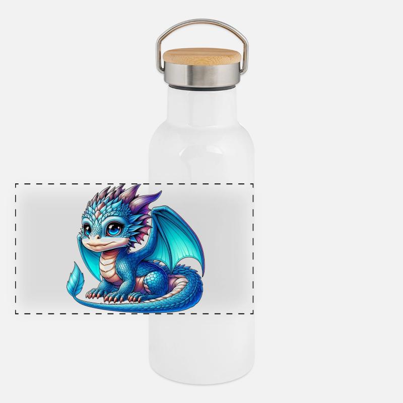 Drache Panorama Thermosflasche mit Bambusdeckel