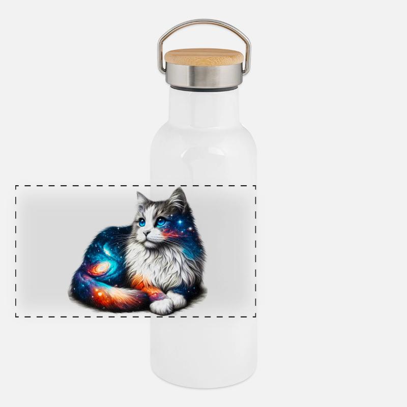 Katze Panorama Thermosflasche mit Bambusdeckel