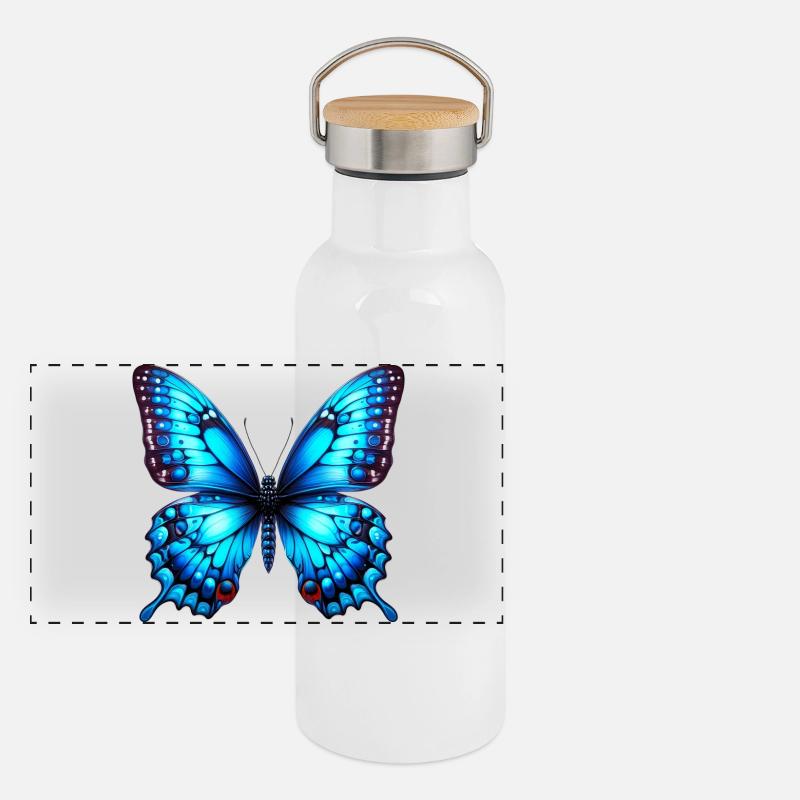 Schmetterling Panorama Thermosflasche mit Bambusdeckel