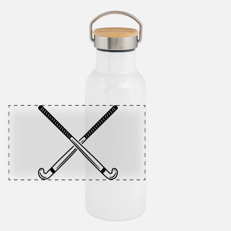 Hockeyschläger Panorama Thermosflasche mit Bambusdeckel