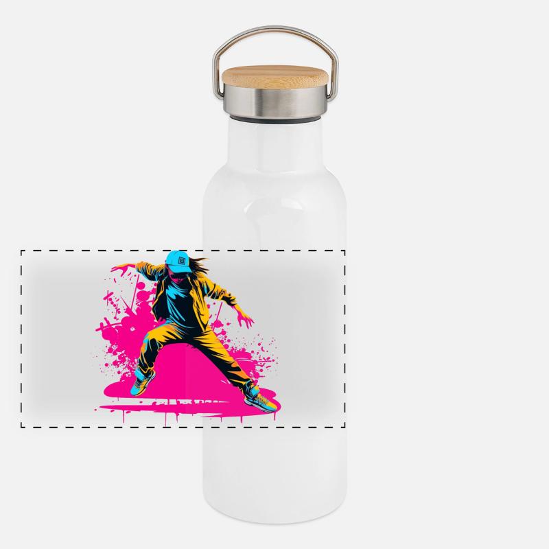 Breakdancer des années 90 Gourde isotherme avec bouchon en bambou