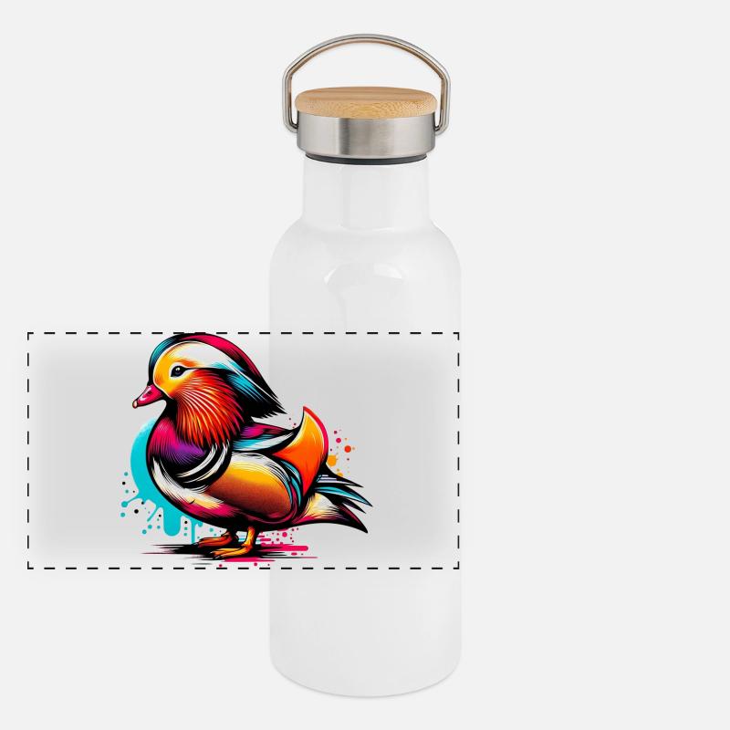 Canard mandarin Gourde isotherme avec bouchon en bambou