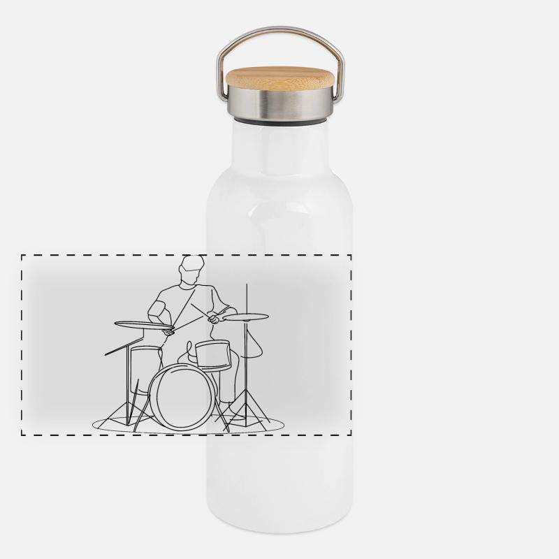Drummer Sketch Panoramic Thermal Bottle with Bamboo Lid