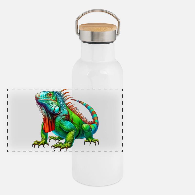 Iguane Gourde isotherme avec bouchon en bambou