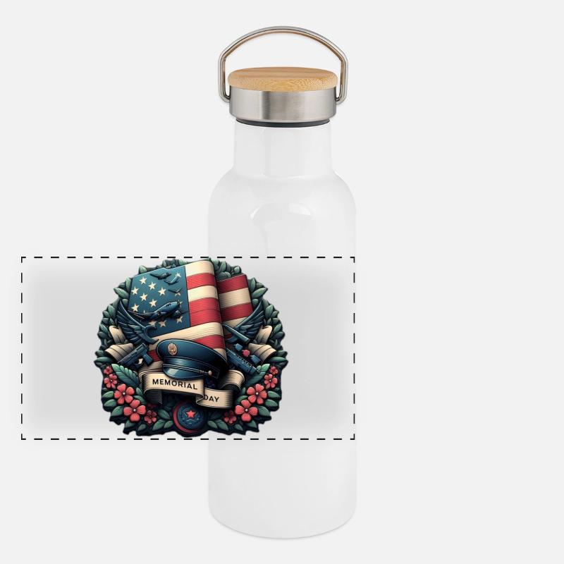 Commemoration and honor Panoramic Thermal Bottle with Bamboo Lid