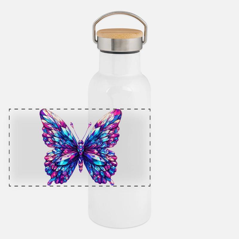 Crystal Butterfly Panoramic Thermal Bottle with Bamboo Lid