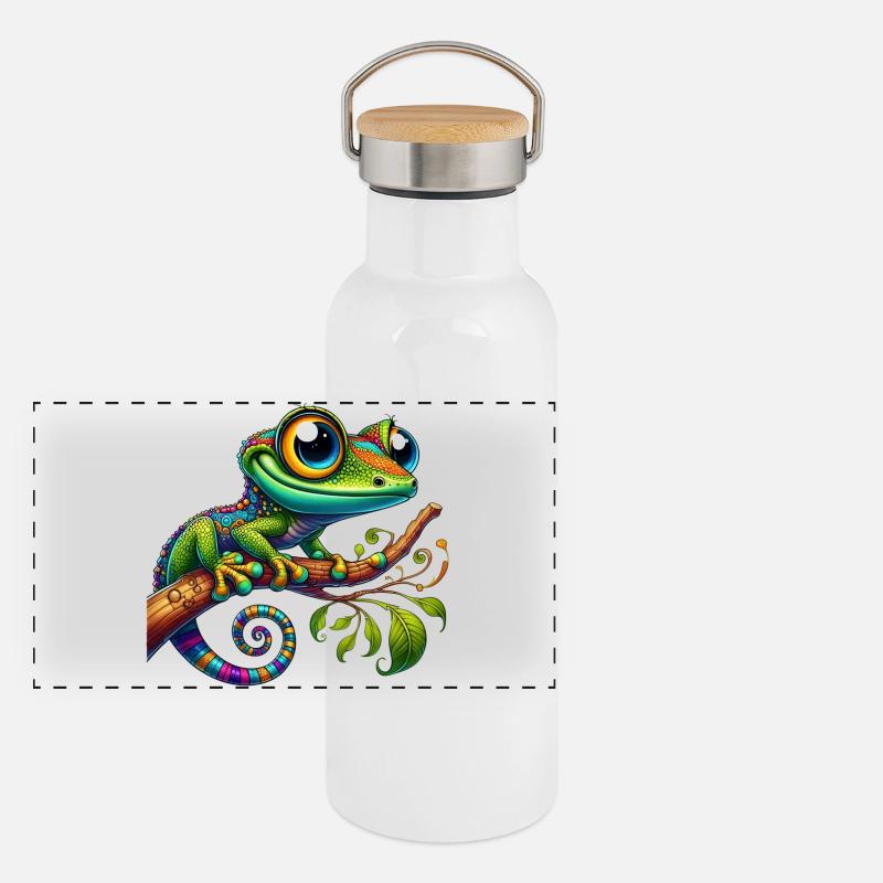 Gecko Gourde isotherme avec bouchon en bambou