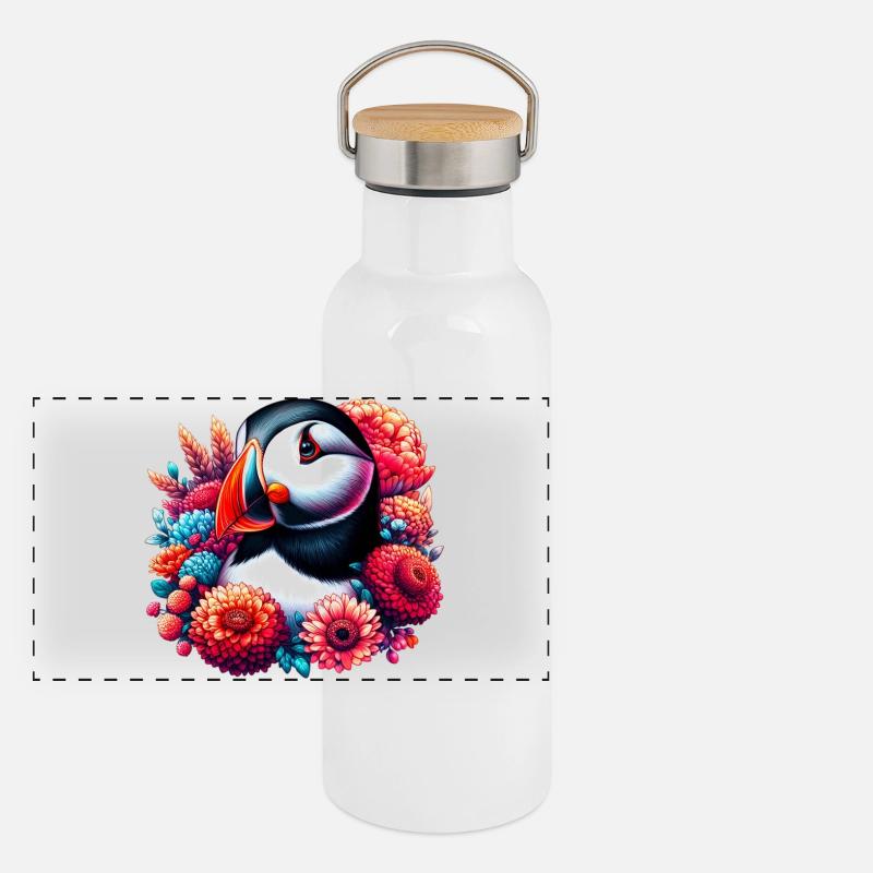 Macareux Gourde isotherme avec bouchon en bambou