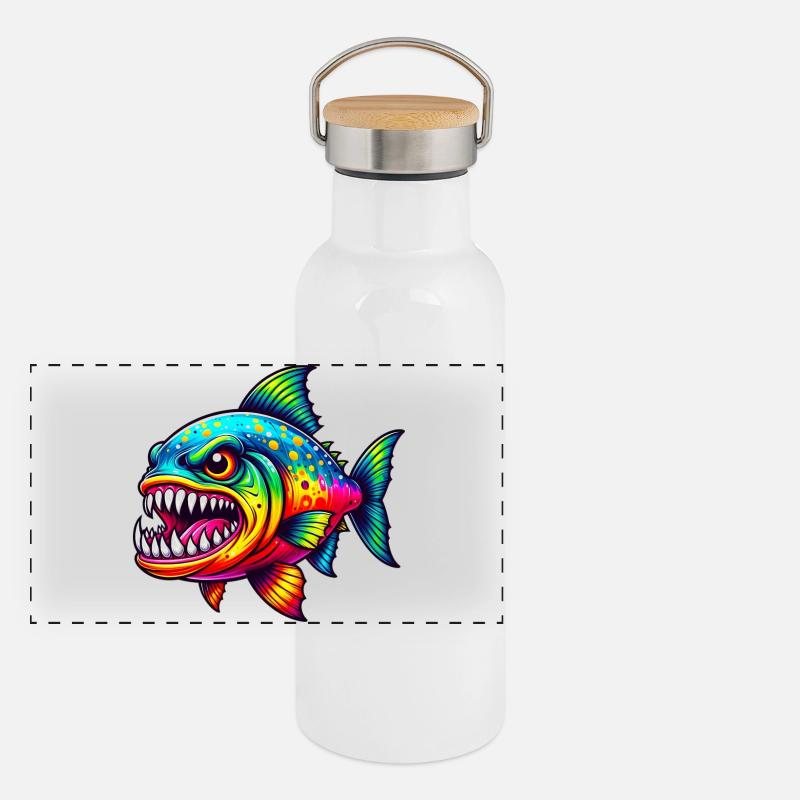 Piranha Panorama Thermosflasche mit Bambusdeckel