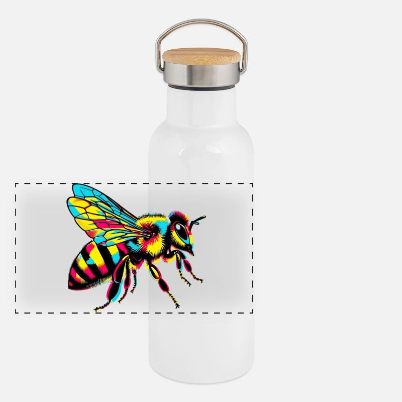 Biene Panorama Thermosflasche mit Bambusdeckel