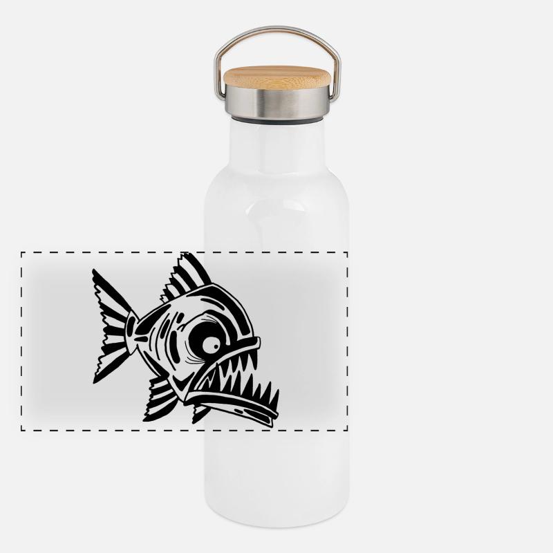 Poisson noir carnivore Gourde isotherme avec bouchon en bambou