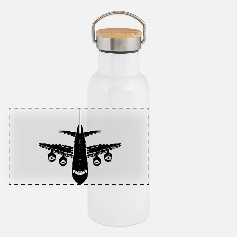 Graphiques pixel d’avion Gourde isotherme avec bouchon en bambou