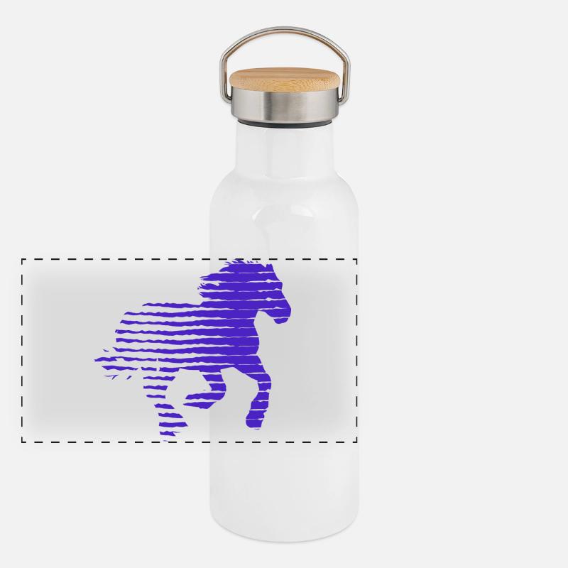 PFERD. HENNE. HAHN. TIER. VOGEL. EINHORN. ERZÄHLUNG Panorama Thermosflasche mit Bambusdeckel
