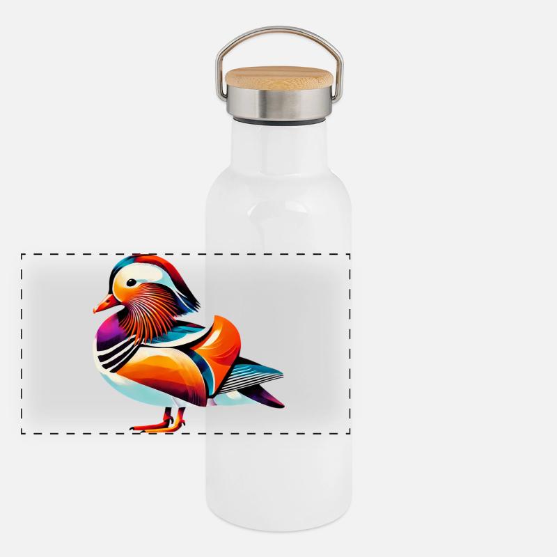 Canard mandarin Gourde isotherme avec bouchon en bambou