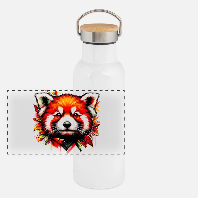 Kleiner Panda Panorama Thermosflasche mit Bambusdeckel