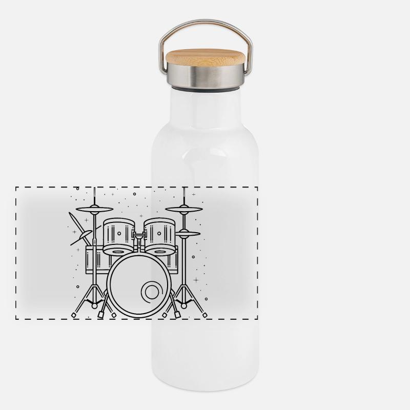 Dessin de batterie Gourde isotherme avec bouchon en bambou