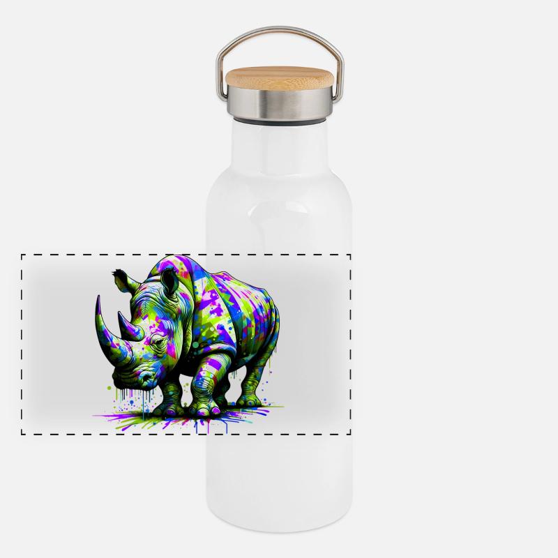 Rhinocéros Gourde isotherme avec bouchon en bambou