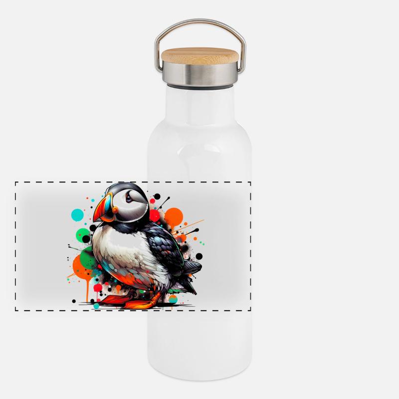 Macareux Gourde isotherme avec bouchon en bambou