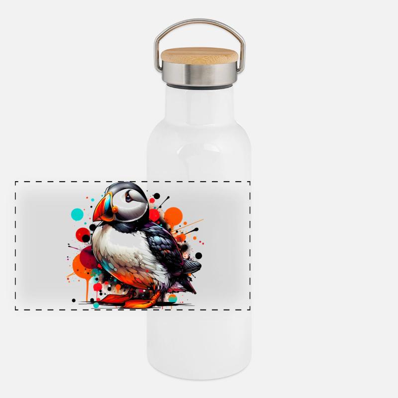 Macareux Gourde isotherme avec bouchon en bambou