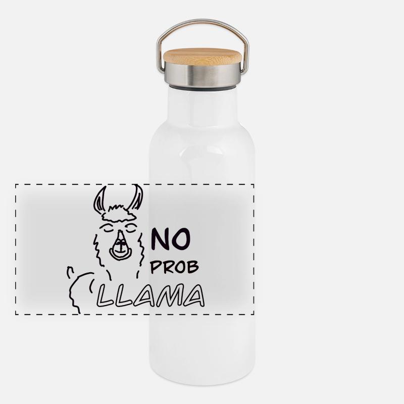 No Prob LLAMA Panorama Thermosflasche mit Bambusdeckel