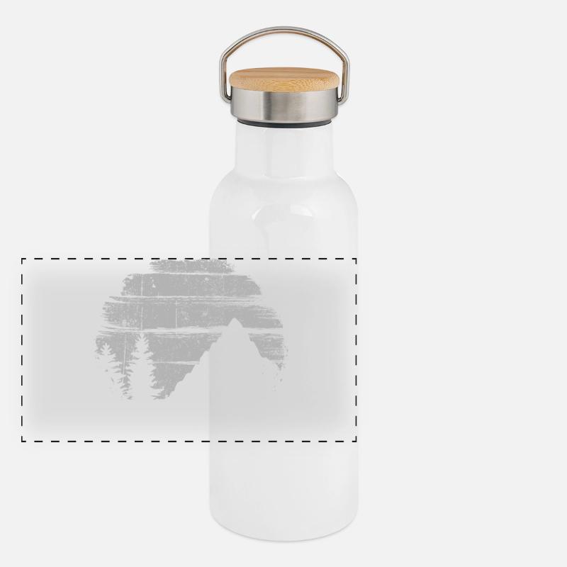 Alpine Ridge Monochrom Panorama Thermosflasche mit Bambusdeckel