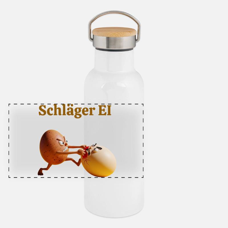 Schläger Ei – Lustiger Eierkampf Panorama Thermosflasche mit Bambusdeckel