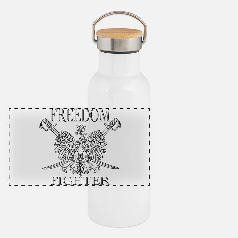 Freedom Fighter – Polish Eagle with Crossed Sabres Panoramic Thermal Bottle with Bamboo Lid