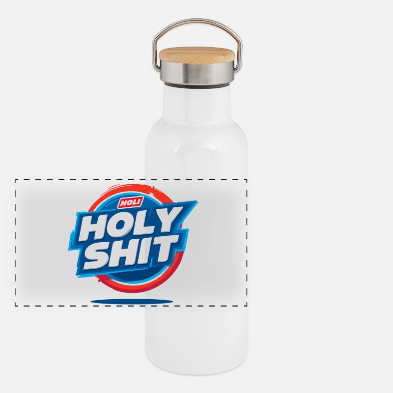 Holy Shiiiiiiii - Panoramic Thermal Bottle with Bamboo Lid - white