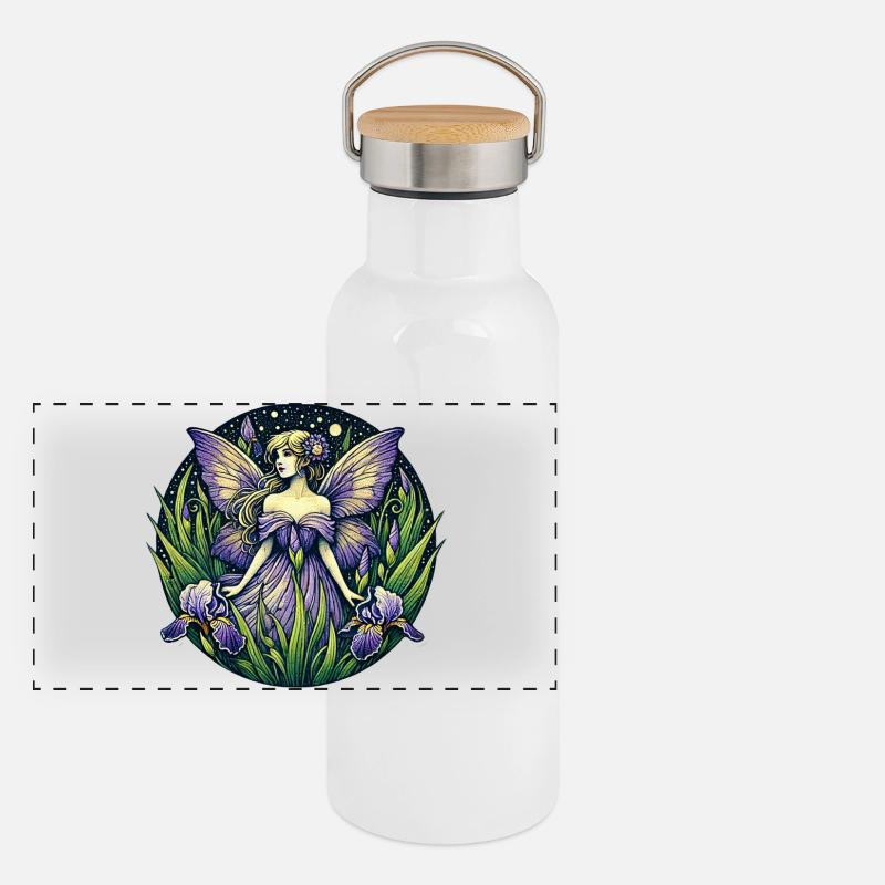 Fée enchantée dans le jardin d'iris Gourde isotherme avec bouchon en bambou
