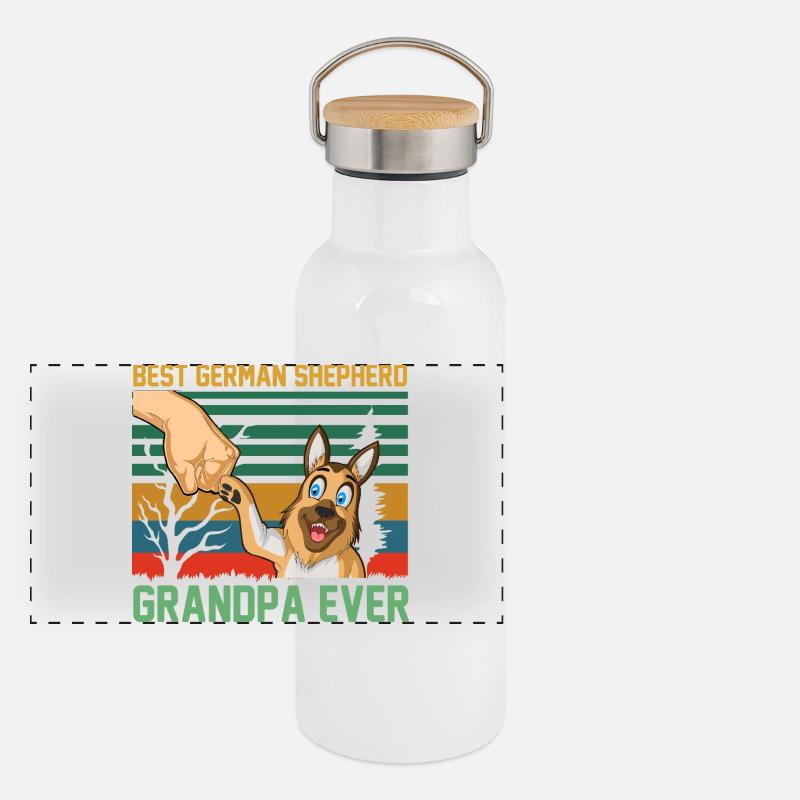 Deutscher Schäferhund Opa Panorama Thermosflasche mit Bambusdeckel