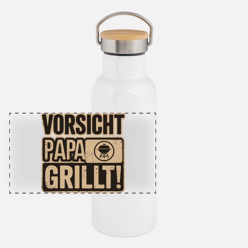 Caution Dad Grills BBQ Fun Panoramic Thermal Bottle with Bamboo Lid