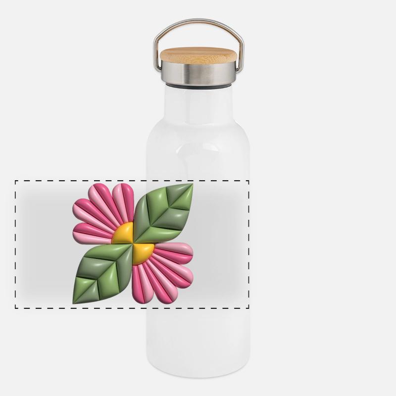 3d-Blumenquadrat Panorama Thermosflasche mit Bambusdeckel
