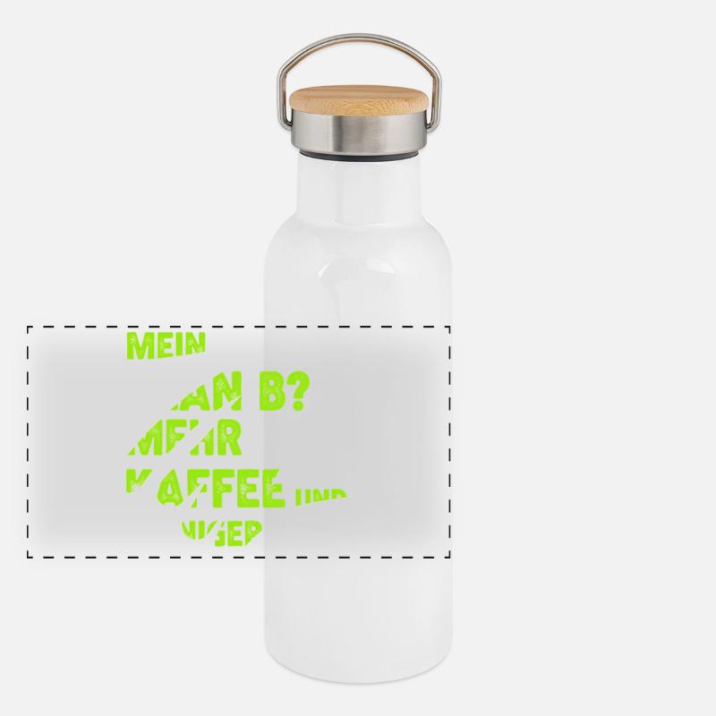 Mehr Kaffee statt Plan B Panorama Thermosflasche mit Bambusdeckel