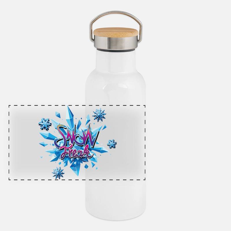 Schneekristall Explosion Panorama Thermosflasche mit Bambusdeckel