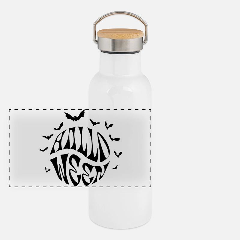 Halloween circle logo with bats Panoramic Thermal Bottle with Bamboo Lid