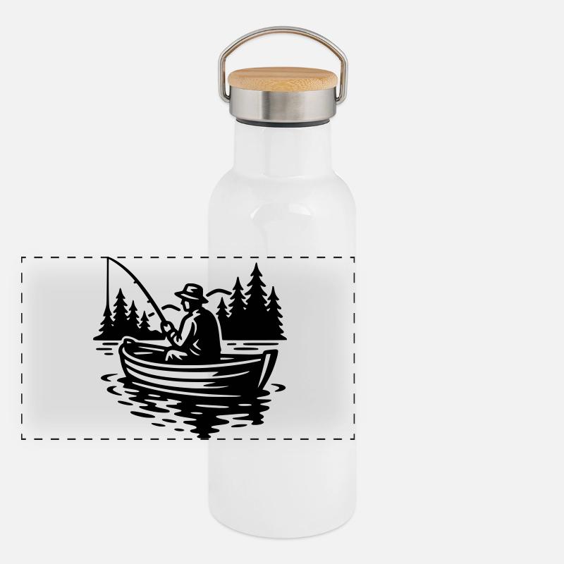 Pêche Gourde isotherme avec bouchon en bambou