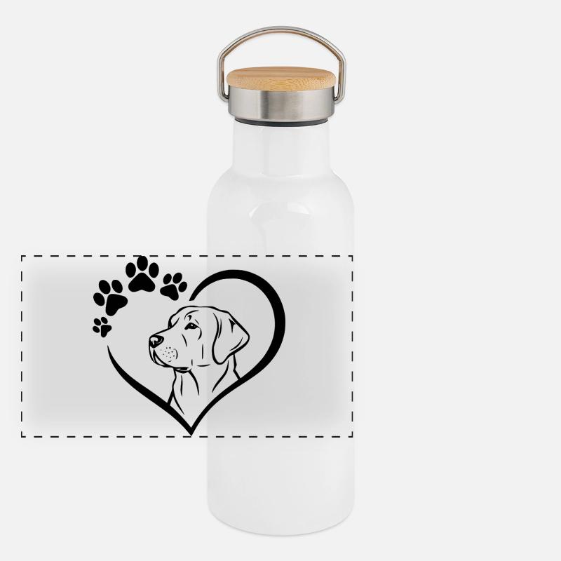 Dessin du Labrador Retriever Gourde isotherme avec bouchon en bambou