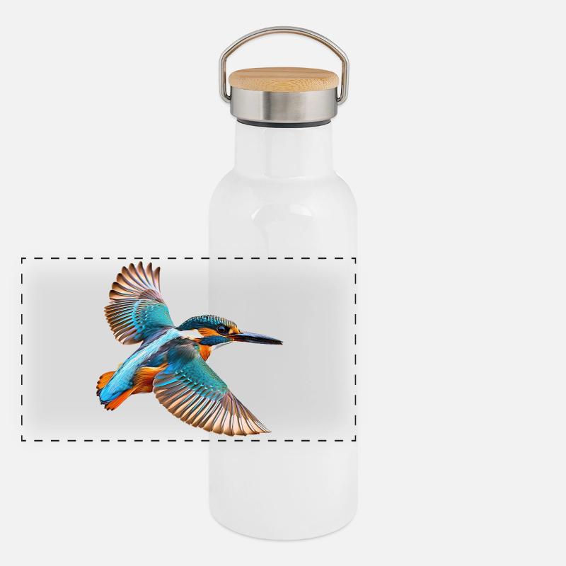 Eisvogel Panorama Thermosflasche mit Bambusdeckel