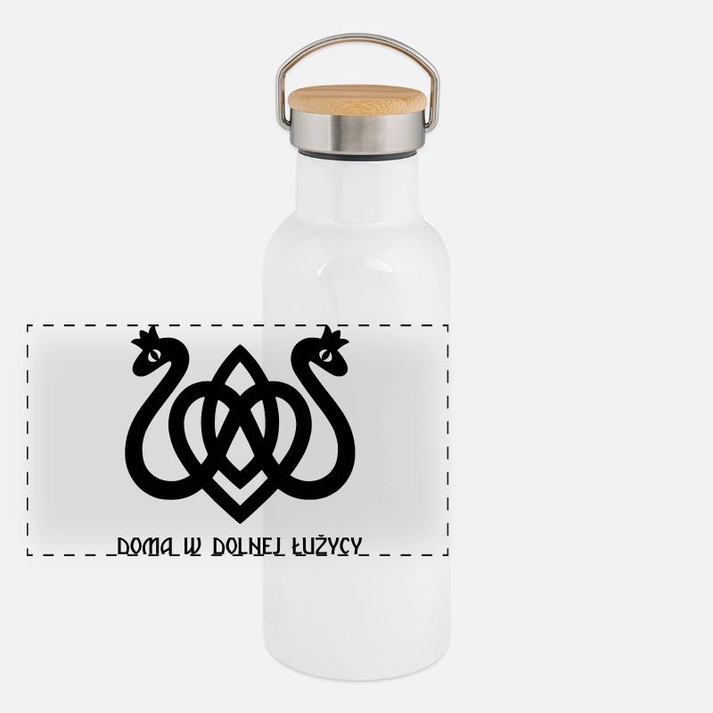 Schlangenherz schwarz Panorama Thermosflasche mit Bambusdeckel