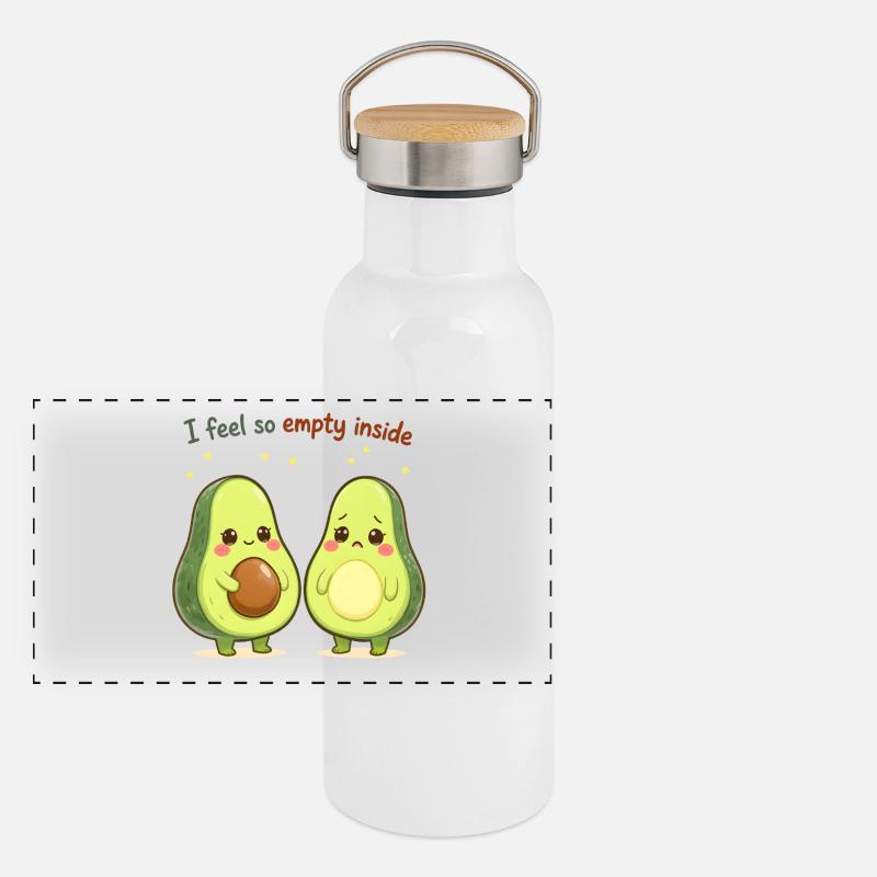 Süßes Avocado Design “I Feel So Empty Inside” Panorama Thermosflasche mit Bambusdeckel