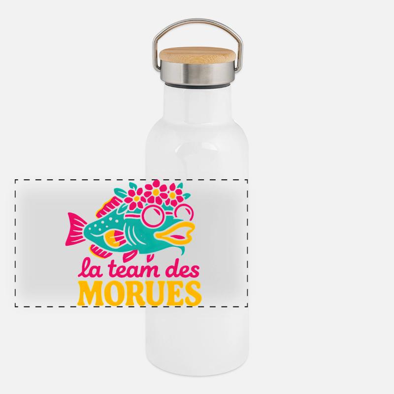 Morues Florales Équipe Marine Colorée Gourde isotherme avec bouchon en bambou