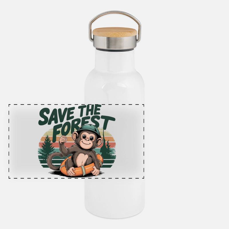 Save the Forest Save the Forest Nature Ecology Panoramic Thermal Bottle with Bamboo Lid