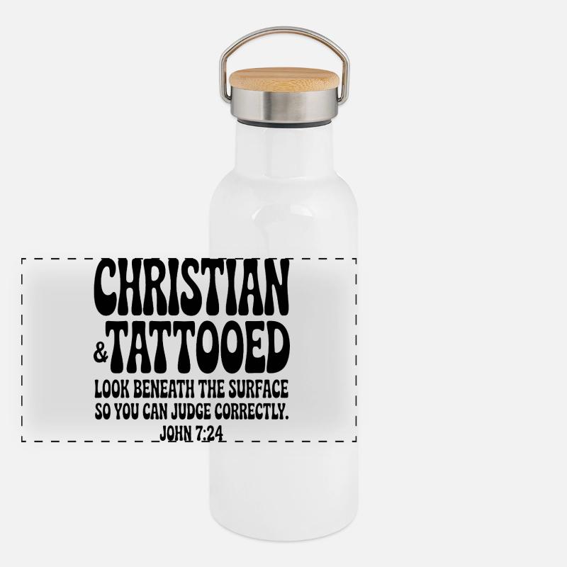 Christian Tätowiert Panorama Thermosflasche mit Bambusdeckel