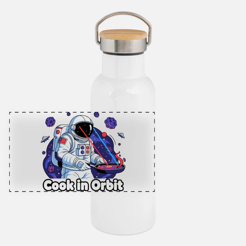 Koch en orbite Astronaute Gourde isotherme avec bouchon en bambou