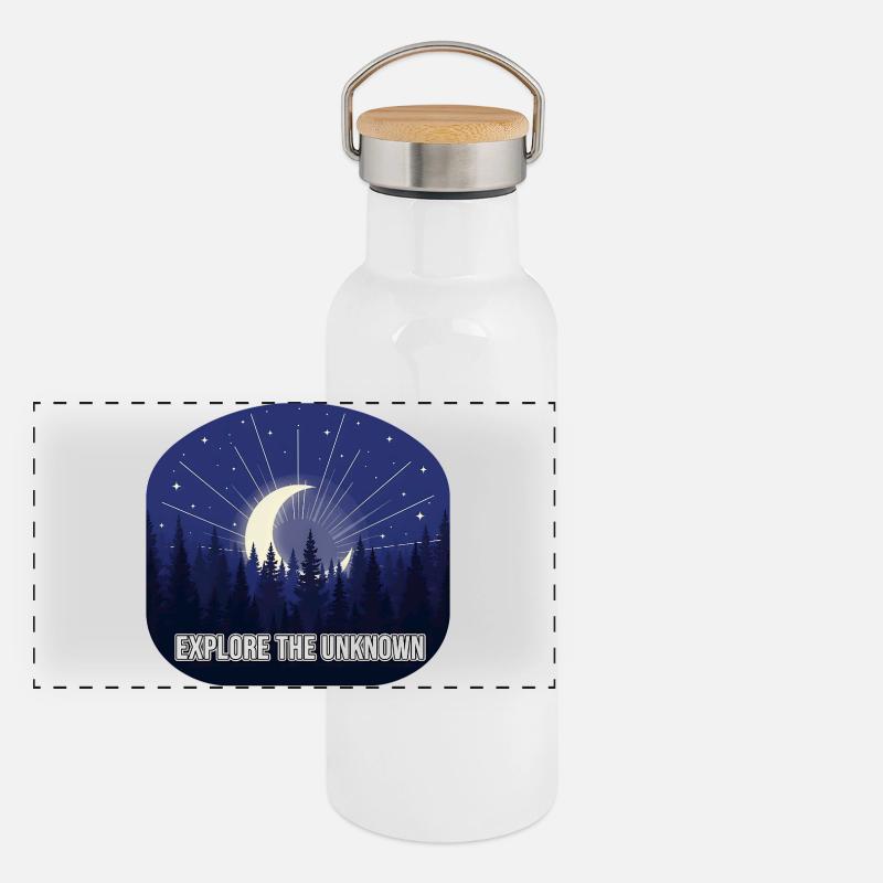 Explorer la Forêt Lunaire Inconnue Gourde isotherme avec bouchon en bambou