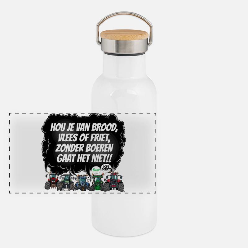 Boerenprotest_tshirt_NL Panoramic Thermal Bottle with Bamboo Lid