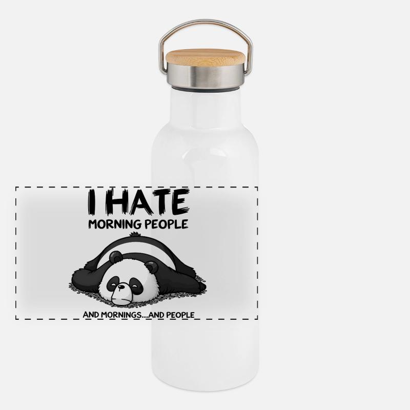 Ich hasse Morgenmenschen Panorama Thermosflasche mit Bambusdeckel