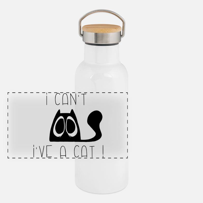 I can't, I've a cat sad ! Gourde isotherme avec bouchon en bambou