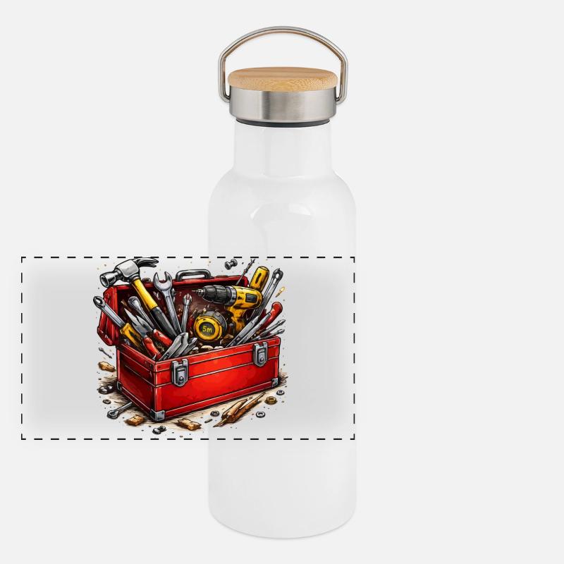 Toolbox of do-it-yourselfers Panoramic Thermal Bottle with Bamboo Lid