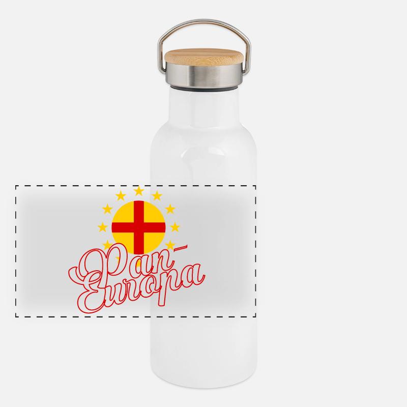 Pan-Europa Retro-Skript Panorama Thermosflasche mit Bambusdeckel